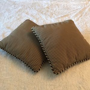 Two checkered throw pillows